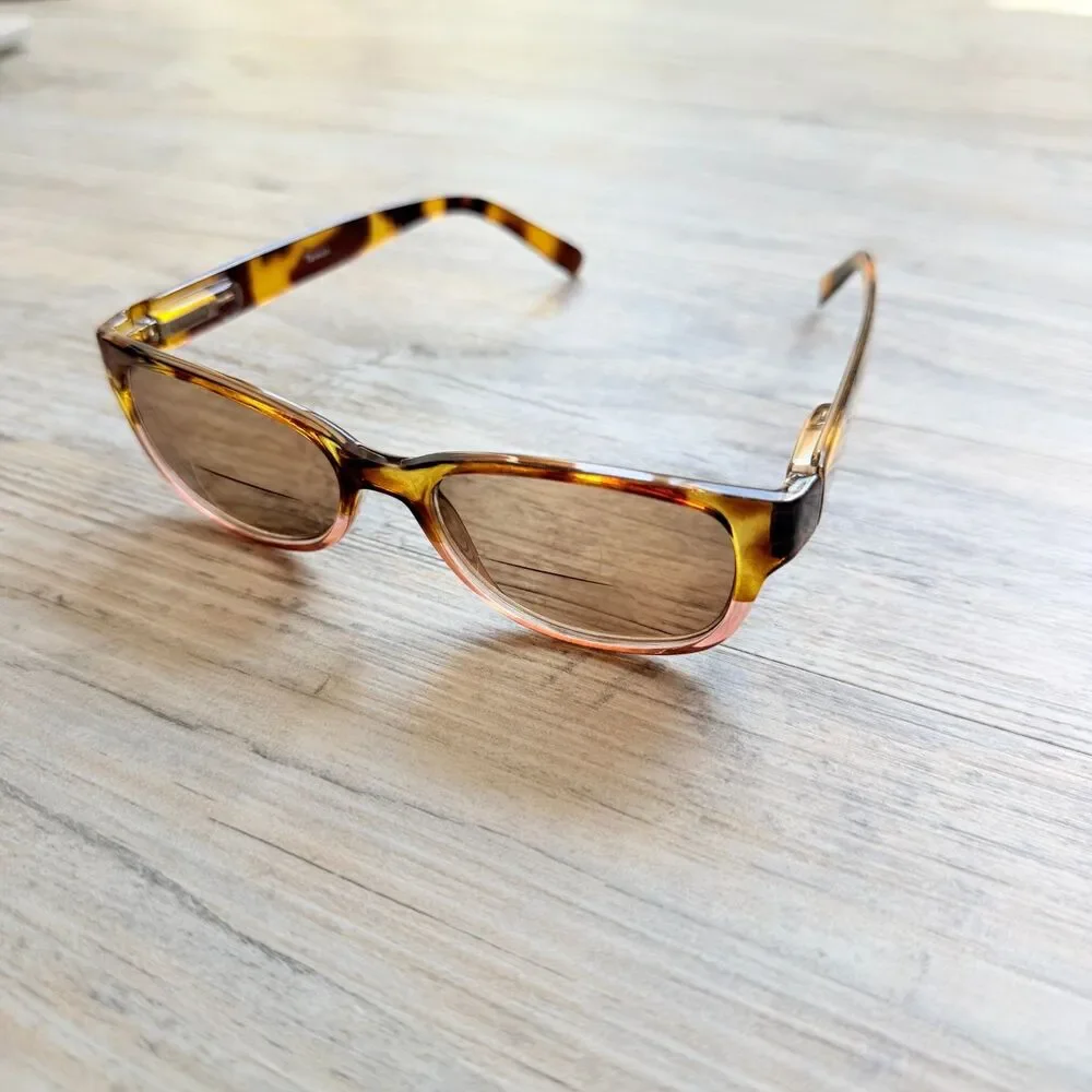Vintage Y2K Sunglasses Reading Glasses +1.75 Tortoise Amber Pink